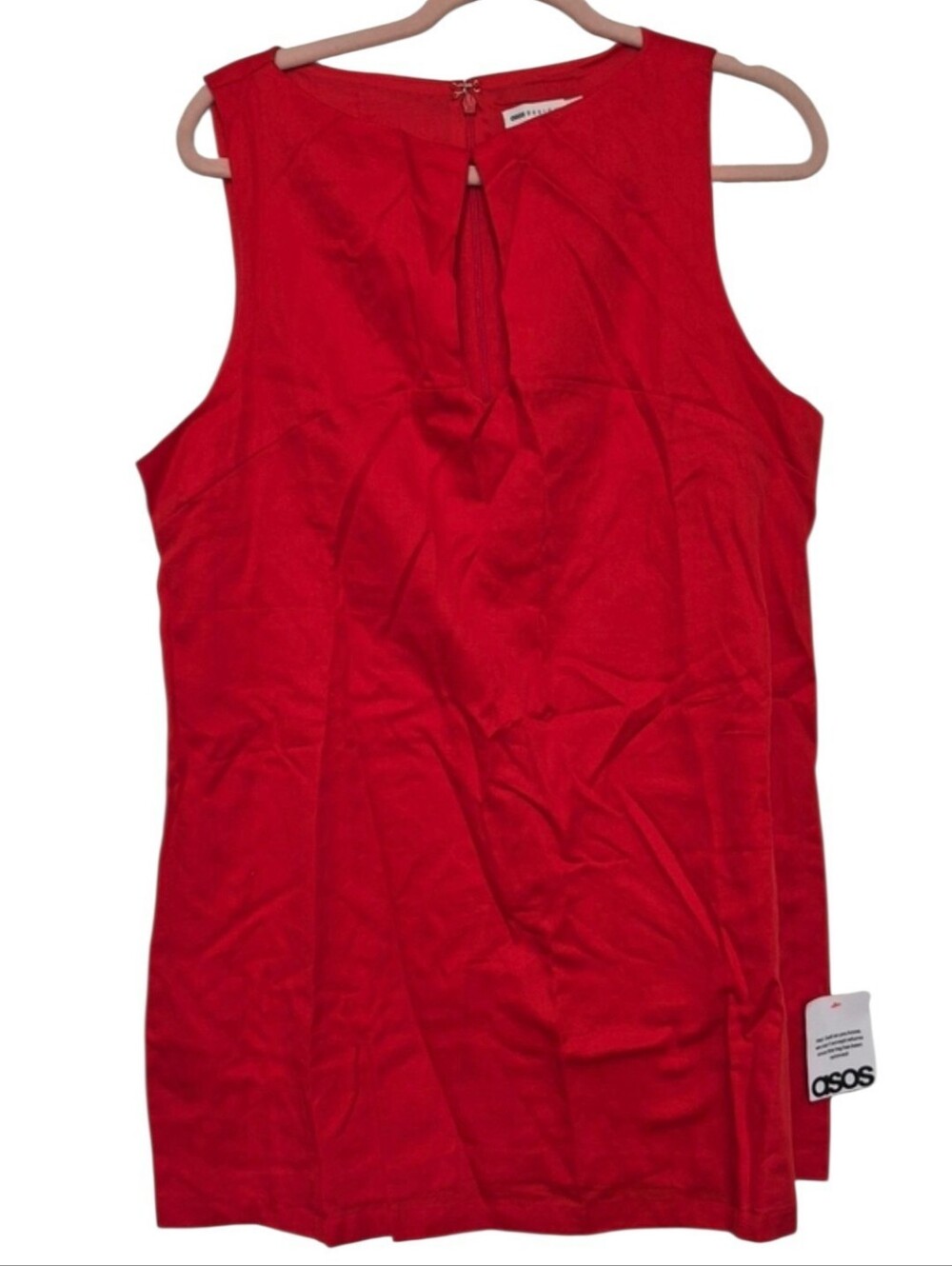 ASOS DESIGN Red Sleeveless Mini Dress Keyhole Back Size 12 NWT